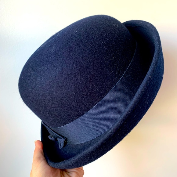 Bollman felt wool hat in navy blue with ribbon - Picture 3 of 6